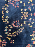 4x6 Vintage Persian Rug / Navy Blue Floral Wool Rug #4483