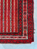 Hand knotted 1920s Persian area rug with eight-pointed star fertility border bands.