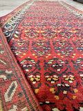 Antique Persian Kurdish Runner Rug / 4x12 Brick Red Allover Shrub Field Kurdish Runner #3943
