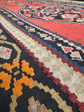 Antique Turkish Kilim Runner / 4x10 Flat Weave Rug #3565ML