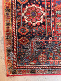 Large Antique Persian Rug 8x11 Heriz with scattered wear and ready for everyday living.