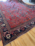 10x16 Red Floral Vintage Persian Rug / Antique Persian Mahal Rug #2372ML