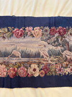 Romantic floral details with peonies and roses on tapestry.