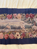 Romantic floral details with peonies and roses on tapestry.
