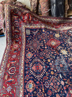 Corner of rug draped showing sharp design transitions.