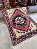 Vintage Persian Lilihan rug from the 1970s, handwoven with plush full pile.