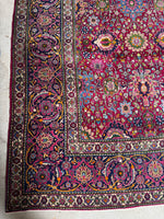 Detailed corner view of 1920s Persian carpet