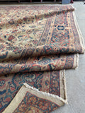 Antique Persian Mahal rug. Circa 1910 wool area rug with rare ivory ground, small-scale Herati design, rust border, and timeless heirloom quality.