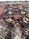 19th Century Worn Square Handmade Wool Rug  / 4'9 x 5'5 Worn Antique Persian Afshar Rug #3948