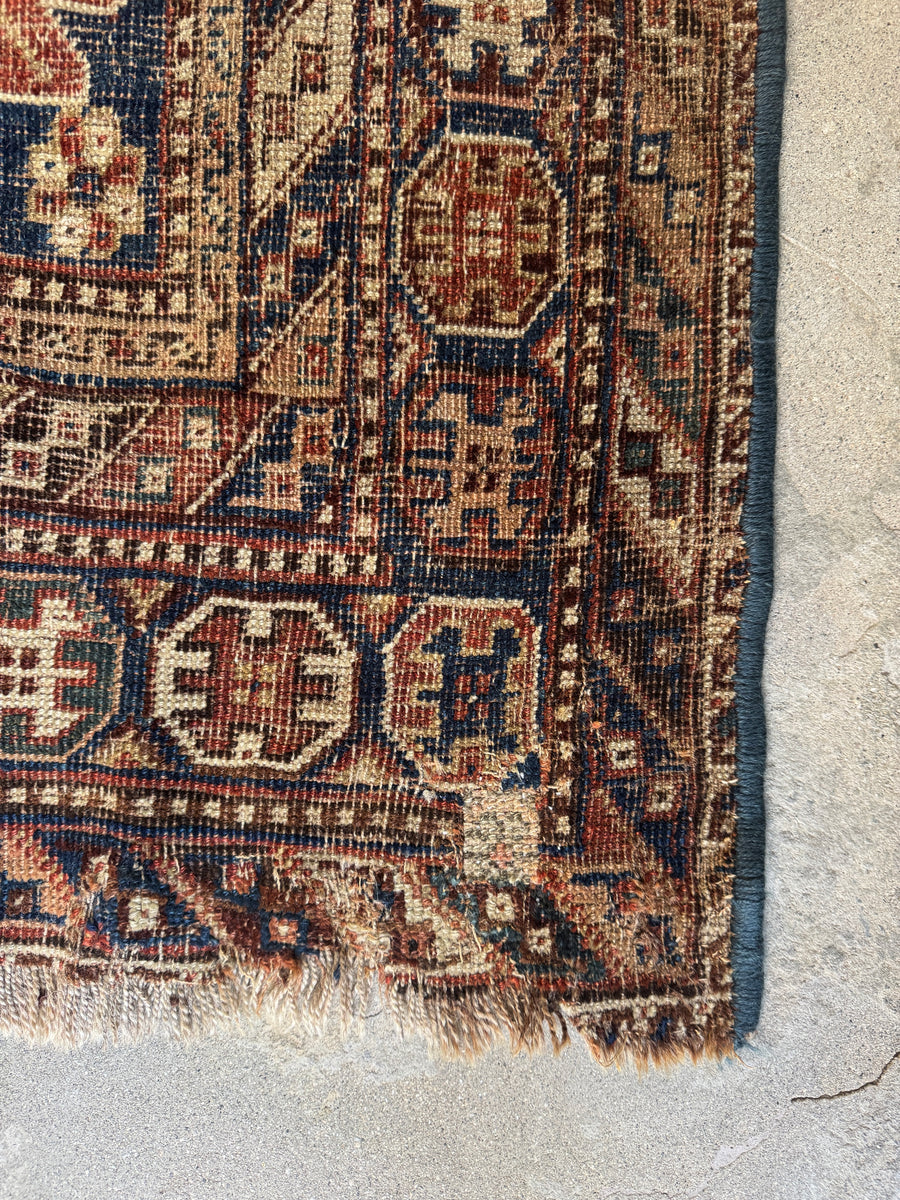 Pursion Rug Worn 6x9 Worn Tribal Persian Rug #4133 – Blue Parakeet Rugs