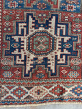 Small Tribal Lesghi Art Caucasian Rug / 3'4 x 5'4 Kazak Rug #4400