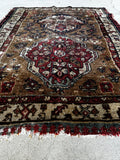 Worn antique Caucasian rug with soft flexible handkerchief-like weave