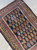 Small Antique Tribal Rug / 3'5 x 4'9 Antique Caucasian Rug #4355