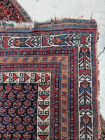 Small Worn Persian Rug / 3'4 x 4'8 Antique Afshar Rug #3595