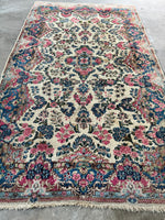 Small Vintage Floral and Plush Persian Rug / 4x7 Kerman Rug #3904