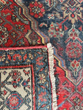Underside view of soulful antique Persian Bibikabad runner with strength, character, and rare proportions.