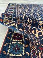 Close-up of wool fibers on Caucasian rug.