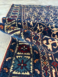 Close-up of wool fibers on Caucasian rug.