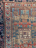 Authentic Caucasian Kazak wool rug crafted by tribal weavers near the Black and Caspian Seas.