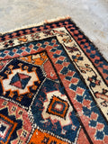Antique Persian Kurdish Bag Face Scatter Rug / 2x2 Rug #4486