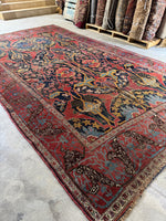 Diagonal view of medallion design  and border design from the Bidjar rug.