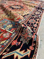 9x11 Antique Persian Heriz Rug with Marigold Yellow #3472