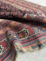 Small Worn Persian Rug / 3'4 x 4'8 Antique Afshar Rug #3595