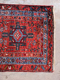 Vintage Gharajeh runner fringe end showing the clean, well-preserved ends and authentic foundation.