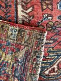 Antique Persian Heriz rug. Vintage Northwest Persian wool carpet with bold geometric tribal design, naturally aged vegetable dyes, and heirloom-quality craftsmanship.