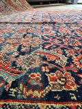 Antique Mahal rug showcasing natural color variations in wool.
