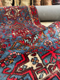 French Blue Vintage Persian Rug / 3'3 x 6'5 Gharajeh Karaja Rug #4529