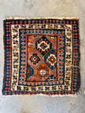 Vintage tribal Persian Kurdish bag face rug full angle view
