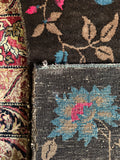 Vintage Art Deco Chinese rug back construction detail showing hand-knotted foundation