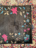 Vintage Art Deco Chinese oriental rug full flatlay dark espresso floral
