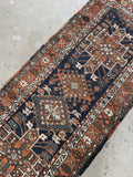 Skinny Tribal Persian Runner / 2'9 x 9'6 Skinny Heriz Gharajeh Runner #4508