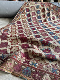 Antique Turkish Flat Weave Kilim Rug / All-Over 8-Pointed Star Pattern / 3’8 x 6’4 Rug #3858