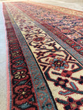 Antique Persian Malayer Runner Rug with Navy and Ivory / 3'4 x 13'8 Runner #4239ML
