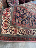 Antique Persian Malayer Runner Rug with Navy and Ivory / 3'4 x 13'8 Runner #4239ML
