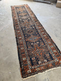 Skinny Tribal Persian Runner / 2'9 x 9'6 Skinny Heriz Gharajeh Runner #4508