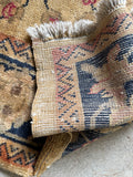 Vintage Turkish Rug with Warm Camel Field and Floral Vine Design / 4' x 6'7 Rug #3851