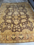 Full view of large handwoven Agra rug in excellent condition.