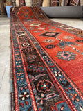 Vintage Caucasian wool runner ideal for entryway, hallway, or kitchen with authentic patina.
