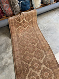 Vintage tribal Runner with Whimsical Border Design Detail.