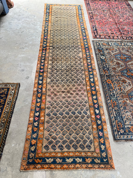 Worn Antique Persian Runner / 3'4 x 12'9 Runner #4293
