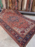 Rare size 5x9 Persian area rug complete view illustrating unique proportions suitable for dining rooms or hallways.