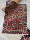Small Antique Persian Scatter Rug / 3'1 x 4'5 Gharajeh Rug #4399ML