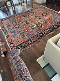 Large Antique Persian Heriz rug with French Blue / 7'4 x 9'3 Rug #2630
