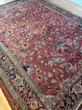 9x11 Floral Persian Heriz Rug / Antique Rug #4129