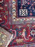 Underside of Heriz rug showing fine handwoven construction.