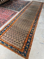Worn Antique Persian Runner / 3'4 x 12'9 Runner #4293